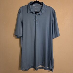 JOHNNIE O Prep-Performance Blue White Geometric Print Short Sleeve Polo Men's XL